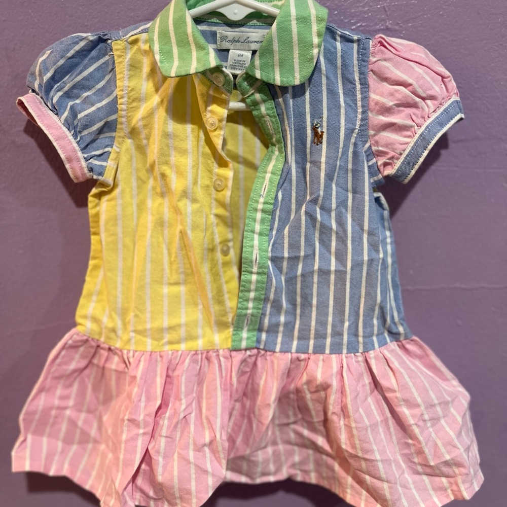 Cute colorful #polo dress for girls,  Size 6months . Like New only wore one time